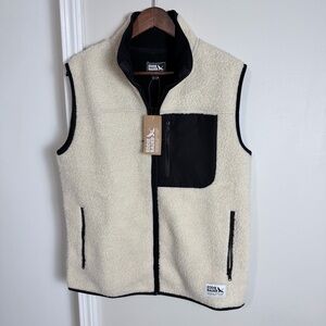 Eddie Bauer Off-White and Black Sherpa Vest NWT
